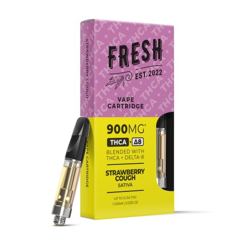 900mg THCA, D8 Vape Cart - Strawberry Cough - Sativa - 1ml - Fresh - 1